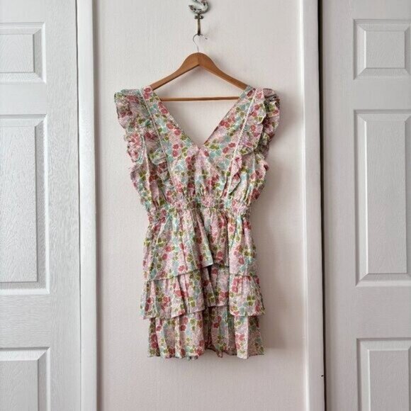 Love The Label Ines Ivory Tiered Ruffled Mini Dress - Picture 10 of 11